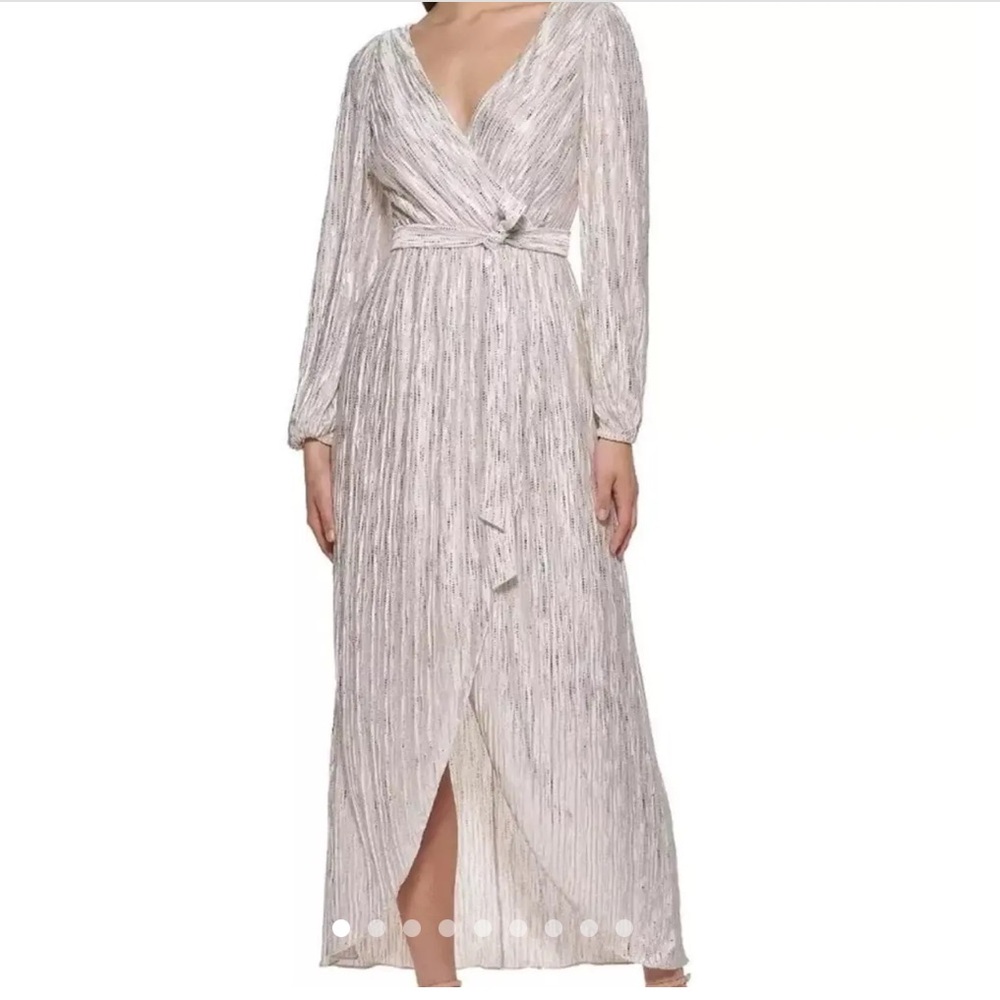 Guess Cream Long Sleeve Maxi Dress
